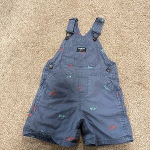 Oshkosh B'Gosh Boys Toddler Shortall Overall Blue Dinosaur Embroidery 24 Months